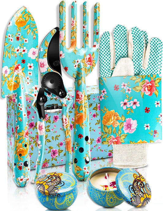 Gardening Gifts for Women TOYPOPOR 6Pcs Garden Tools Set with Floral Print 2